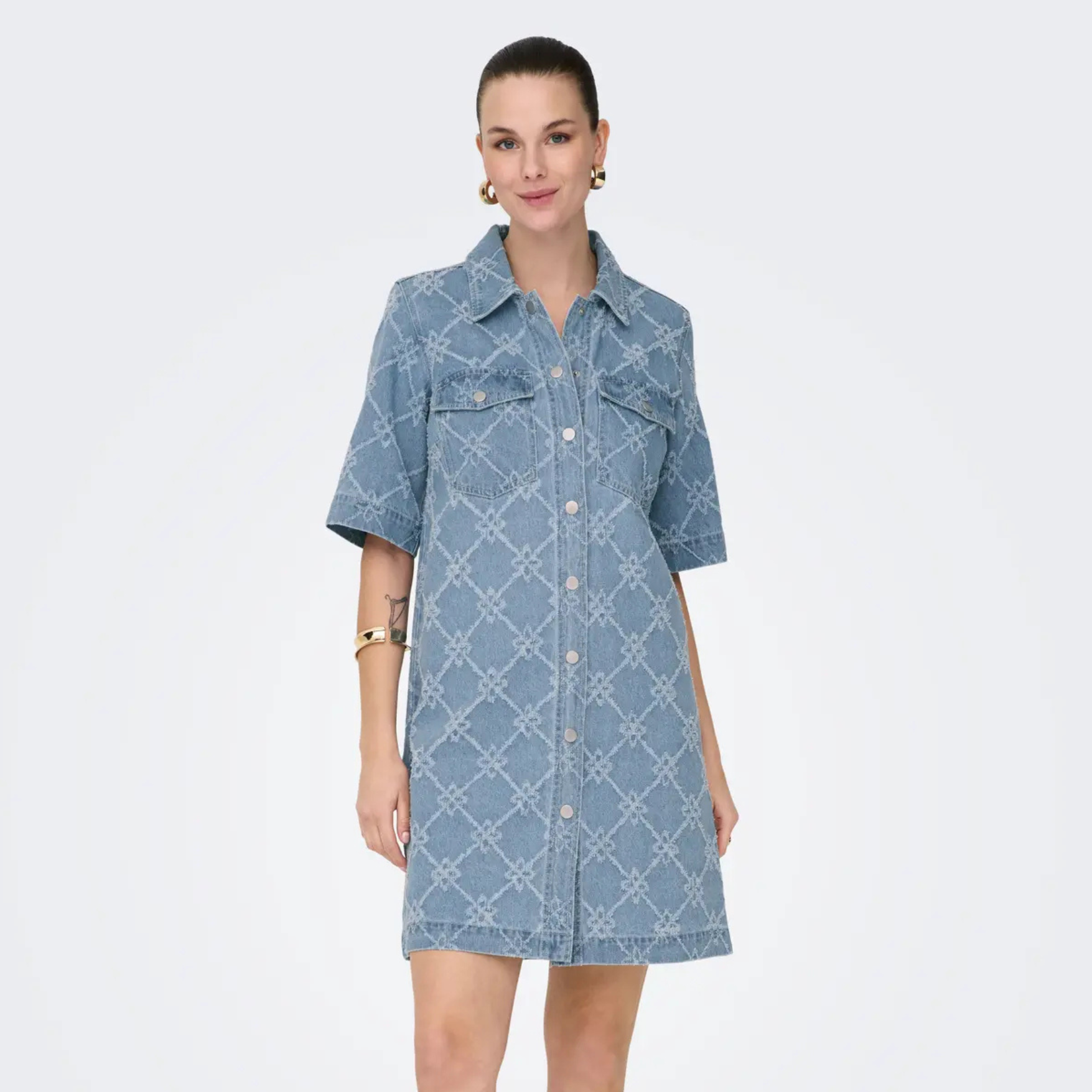 ONLY - DENIM KJOLE - BELLE PRINT 15326837 - LIGHT BLUE DENIM