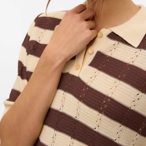 VERO MODA - POLO - RANDI 10329732 - MACADAMIA/RAIN DRUM STRIPES