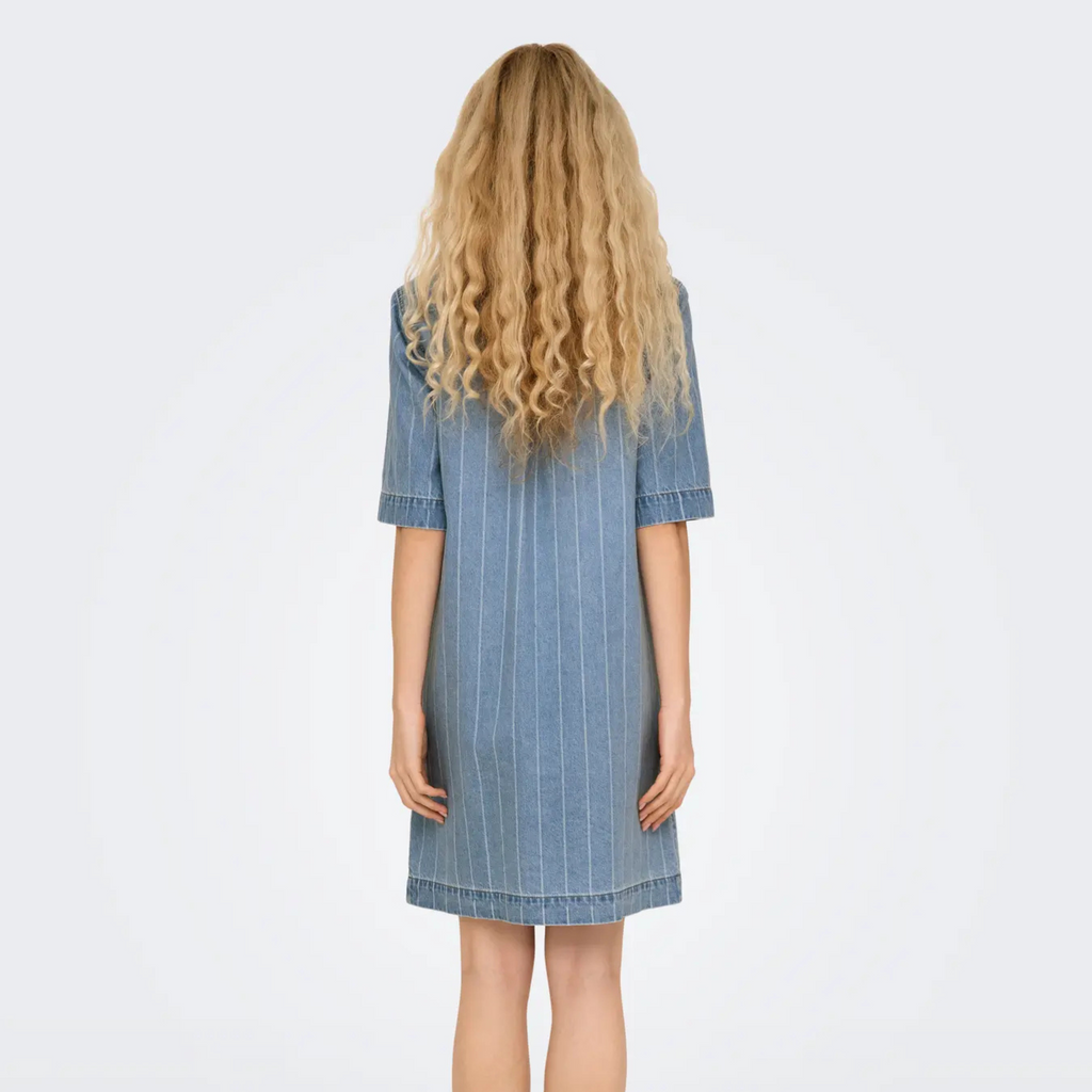 ONLY - DENIM KJOLE - ASTA 15355054 - LIGHT BLUE DENIM STRIPE