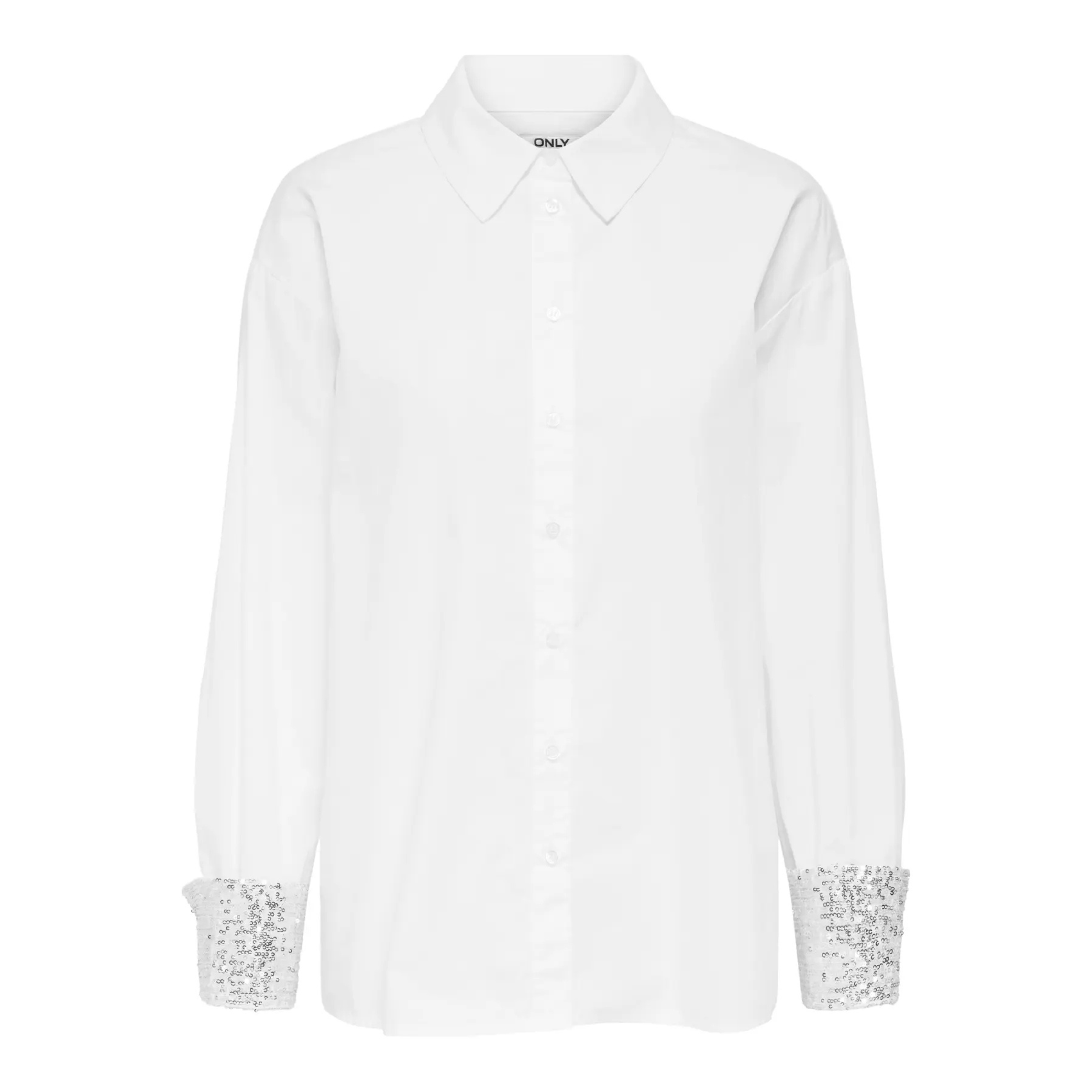 ONLY - SKJORTE - PANAMA 15355828 - BRIGHT WHITE/SEQUINS