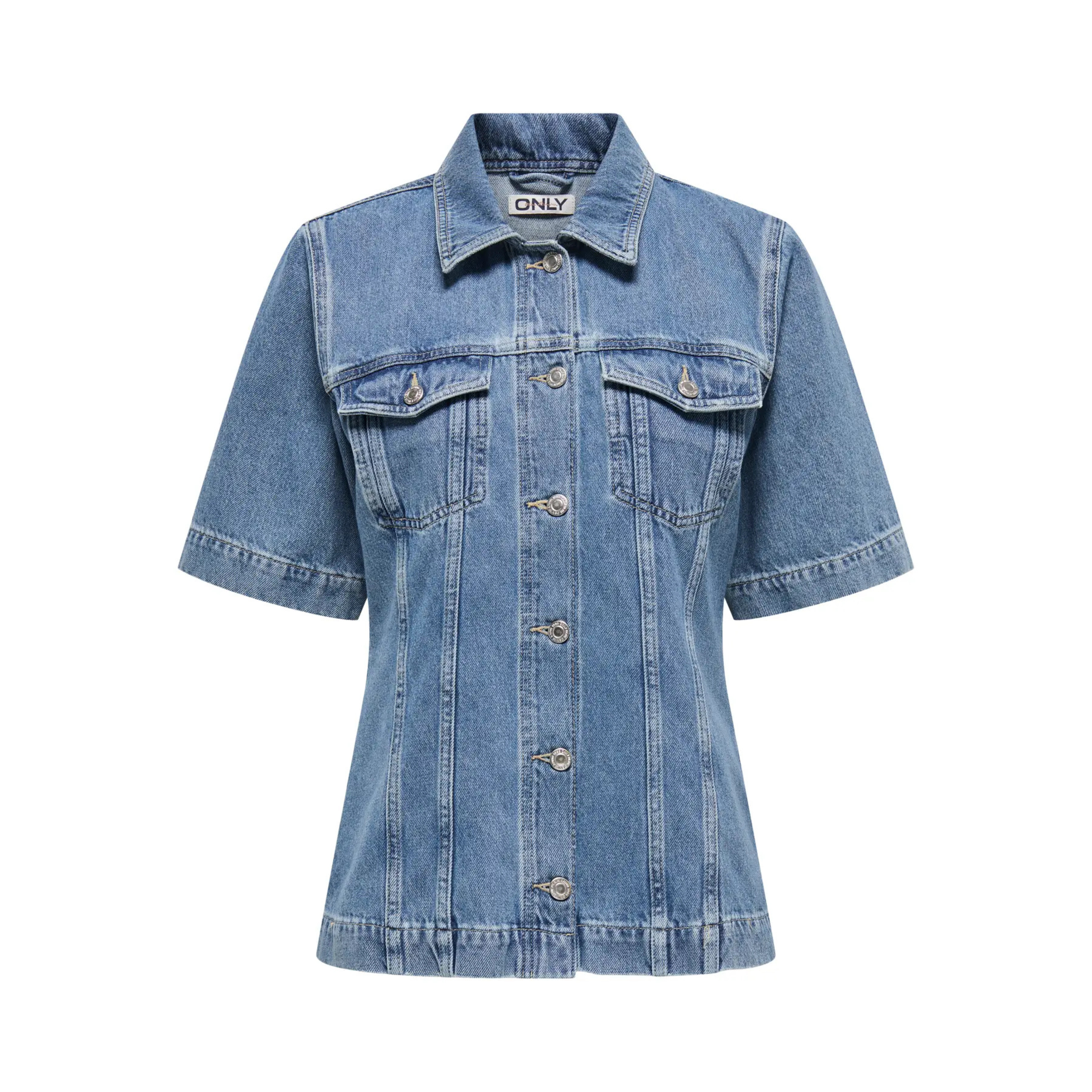 ONLY - SKJORTE - THALIA FITTED 15359076 - MEDIUM BLUE DENIM