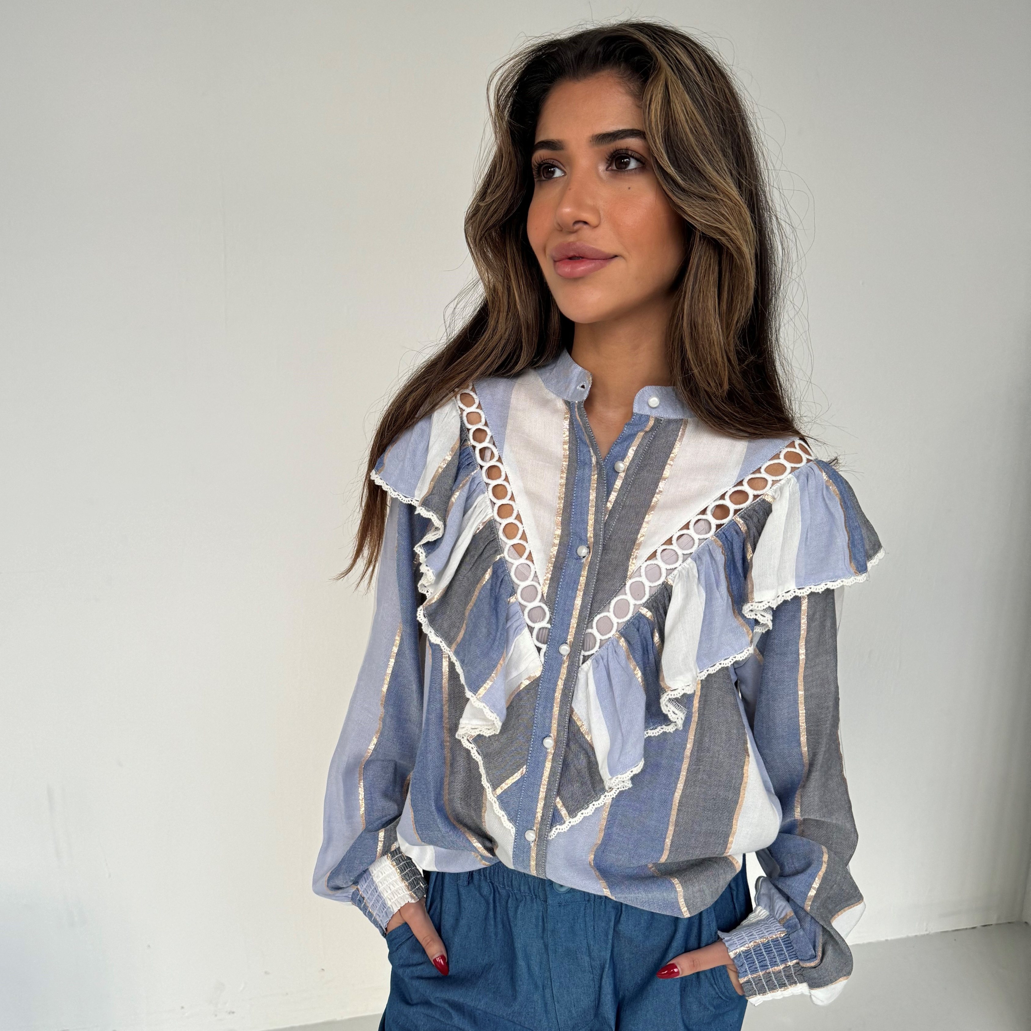 CONTINUE - SKJORTE - JILL 14784 - BLUE STRIPE