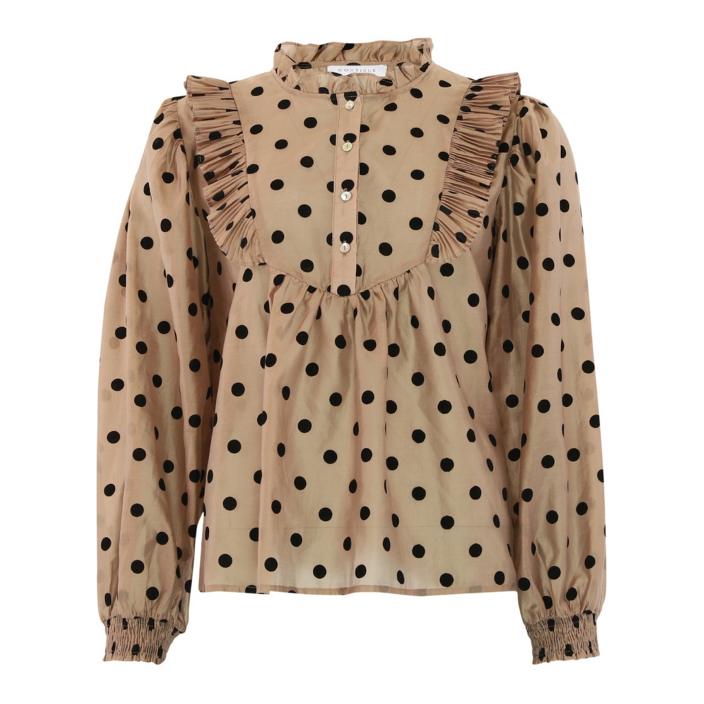 CONTINUE - SKJORTE - SILKE DOT 14959 - NOUGAT/BLACK