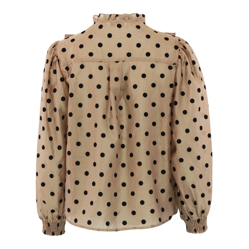 CONTINUE - SKJORTE - SILKE DOT 14959 - NOUGAT/BLACK