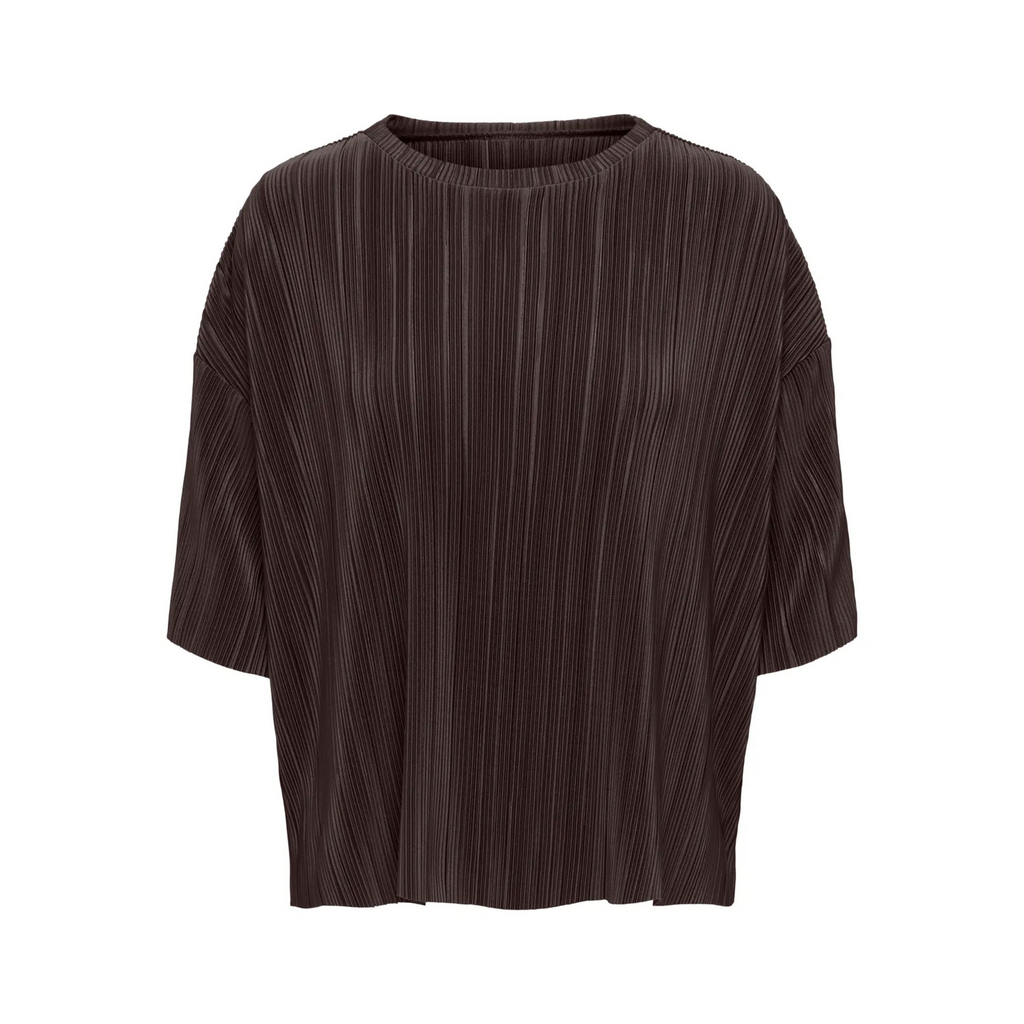 ONLY - T-SHIRT - RAVENNA PLISSÉ 15318506 - CHOCOLATE TORTE