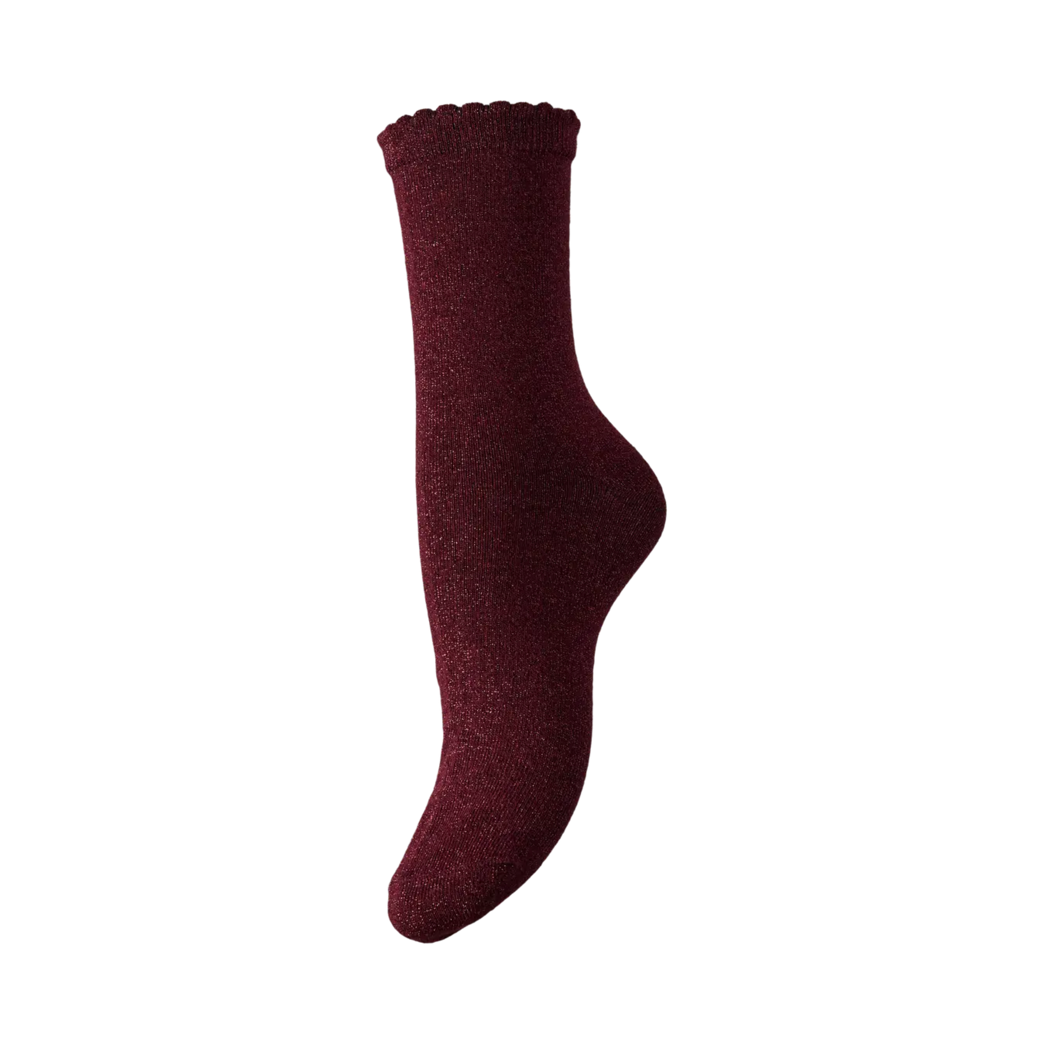 PIECES - GLIMMERSTRØMPE - SEBBY 17078534 - TAWNY PORT/TONED LUREX