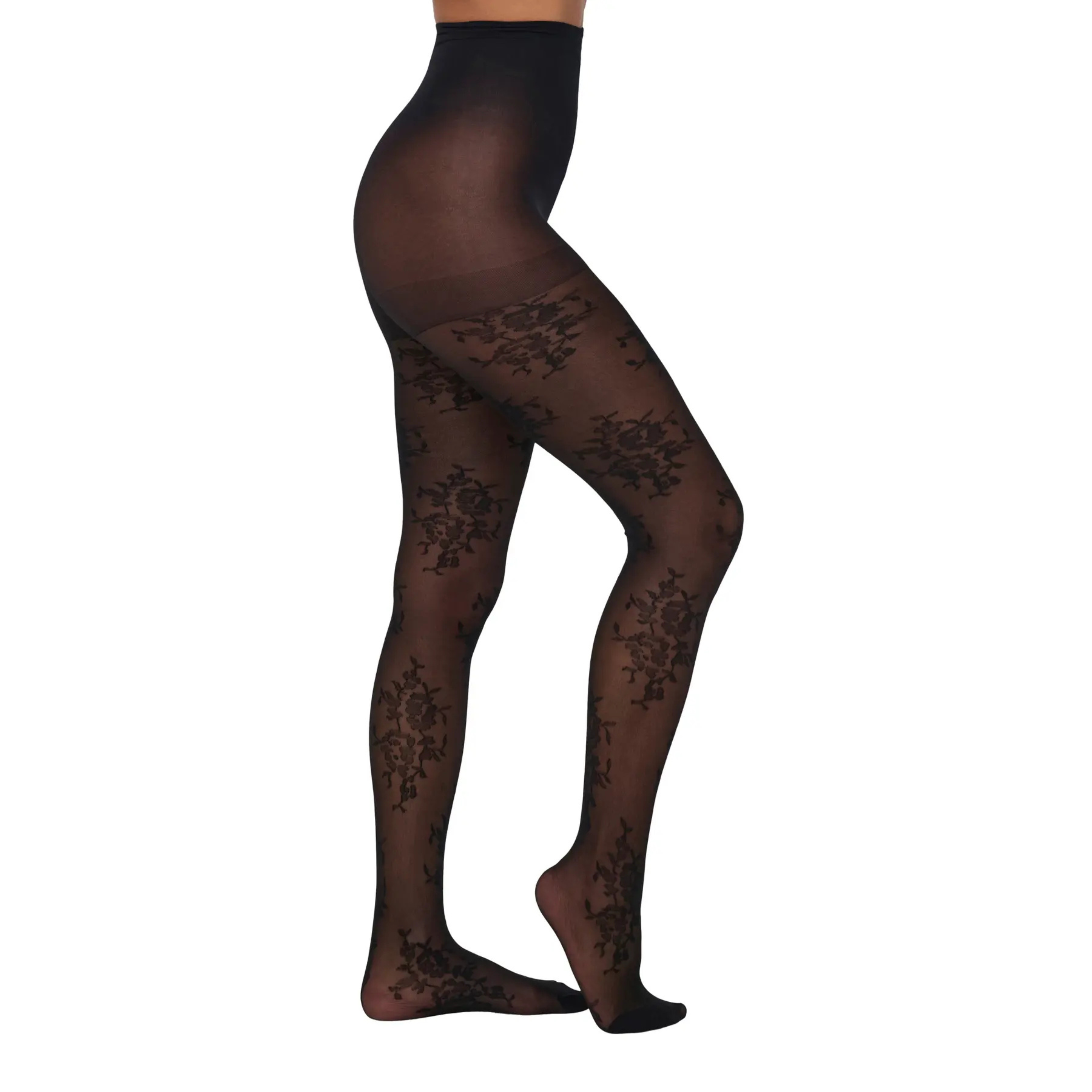 ONLY - STRØMPEBUKSER - AVIAYA FLORAL 15360800 - SORT