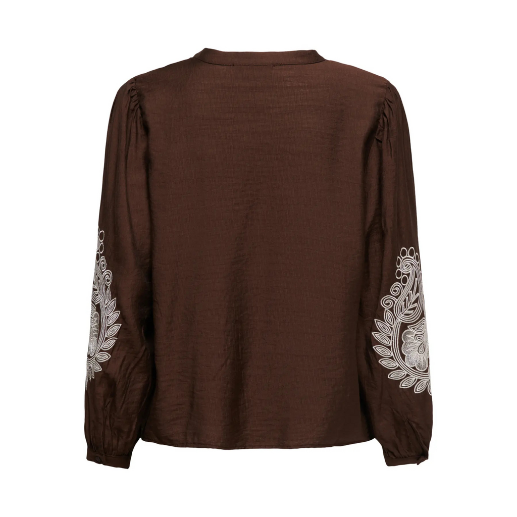 ONLY - BLUSE - KANA 15355285 - COFFEE BEAN EMBROIDERY