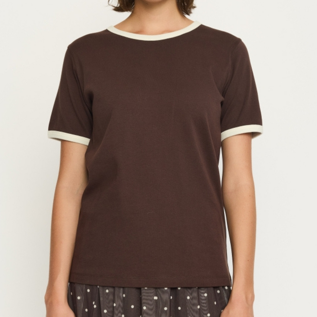SOFT REBELS - T-SHIRT - HELLA CONTRAST SR525-315 - COFFEE BEAN