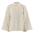 CONTINUE - SKJORTE - KLARA 14986 - BROWN STRIPES/GOLD BUTTONS
