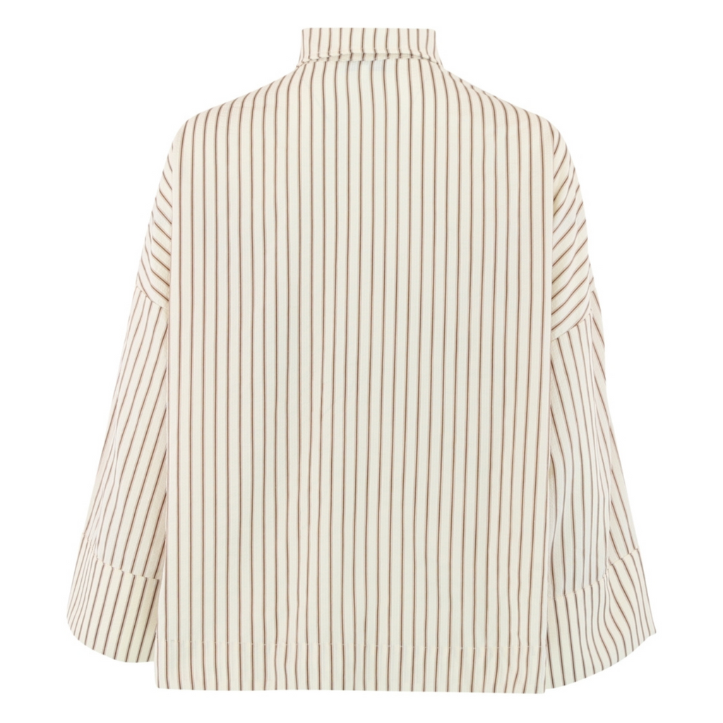 CONTINUE - SKJORTE - KLARA 14986 - BROWN STRIPES/GOLD BUTTONS