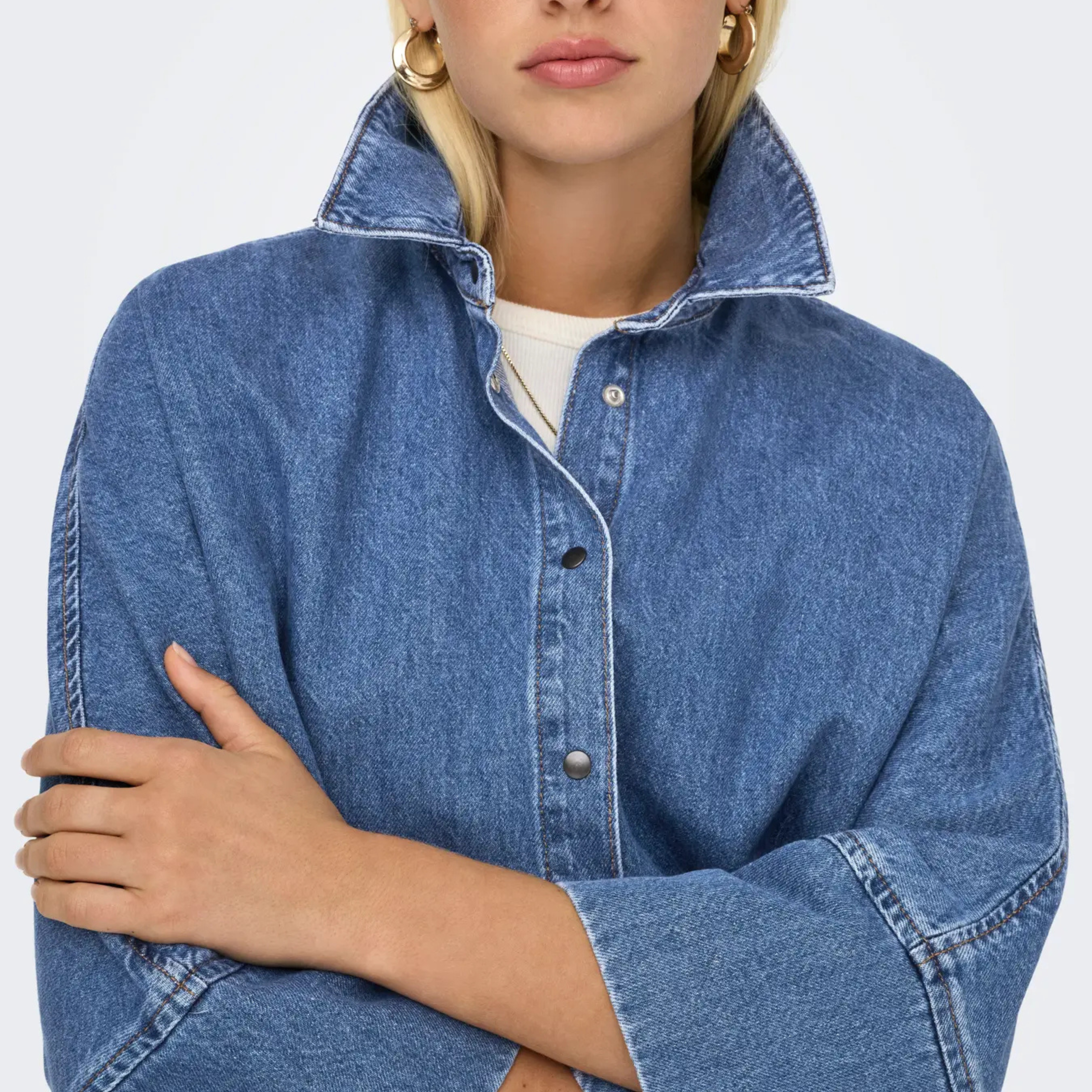 ONLY - SKJORTE - GRACE 3/4 15332126 - MEDIUM BLUE DENIM