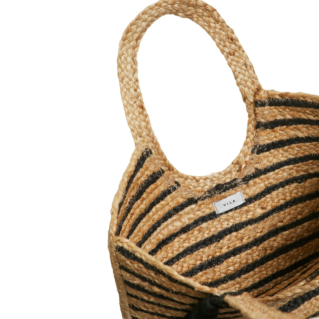 VILA - JUTE BAG - MARIAH 14094547 - NATURE/BLACK STRIPES