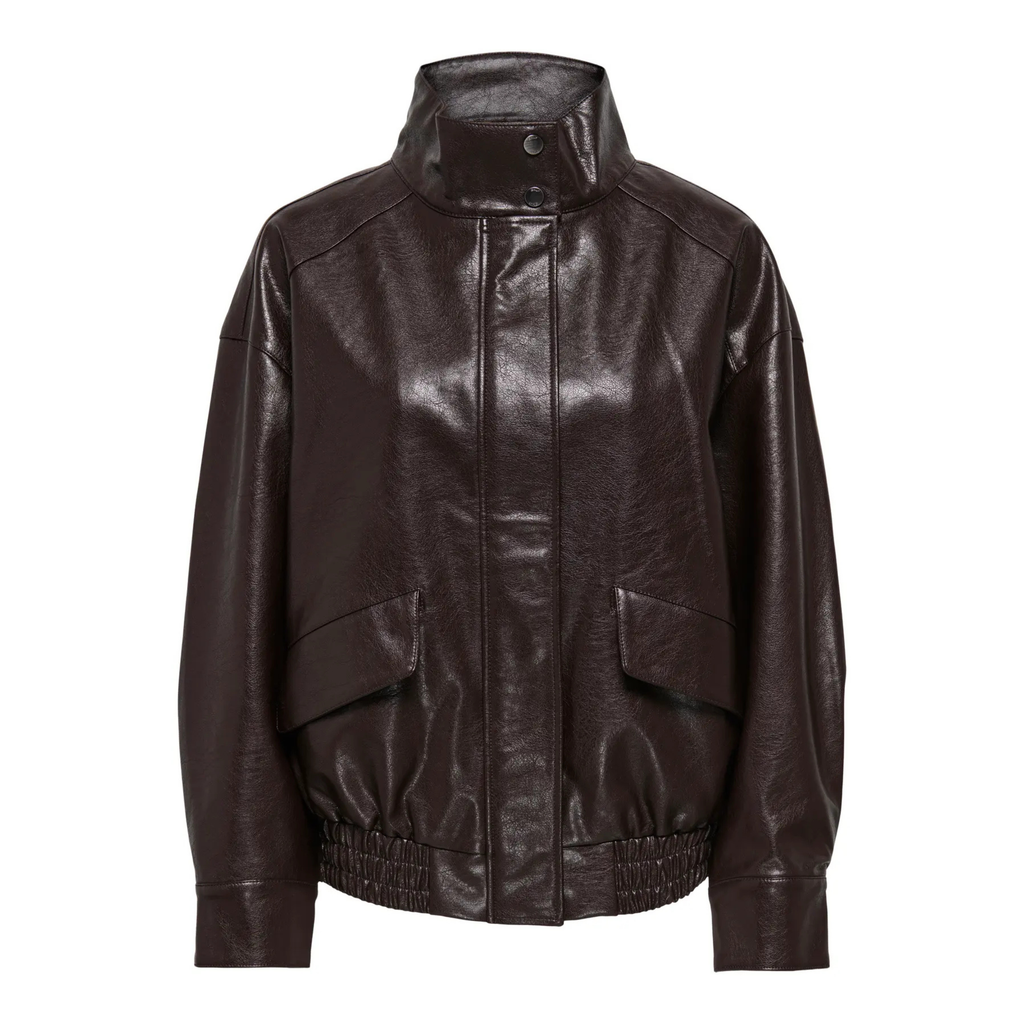 ONLY - BOMBERJAKKE - JULIA FAUX LEATHER 15373024 - CHOCOLATE TORTE