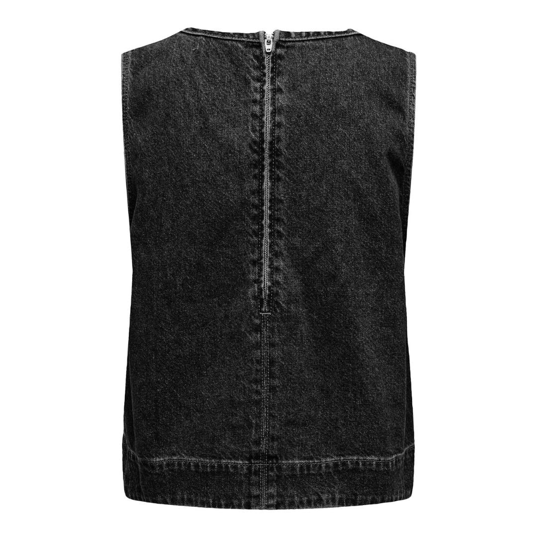 ONLY - TOP - DORSI 15344091 - WASHED BLACK DENIM