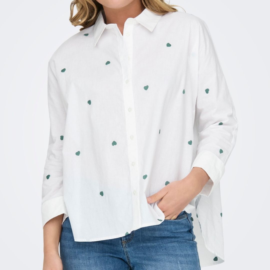 ONLY - SKJORTE - NEW LINA 15283743 - SAGABRUSH WHITE/HEART
