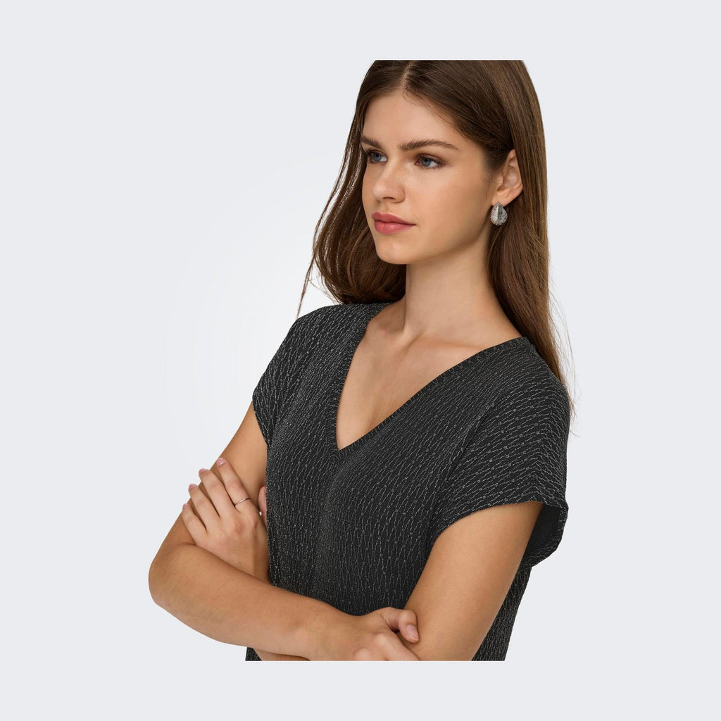 ONLY - TOP - CAROL 15360960 - BLACK/HARLEKIN GLITTER
